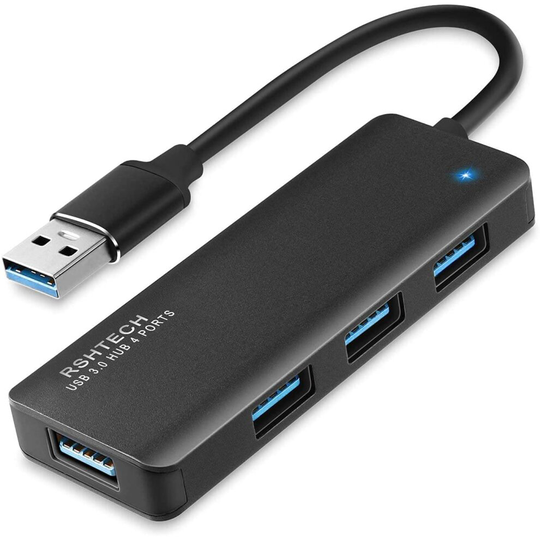 USB 3.0 Hub RSHTECH 4 Port USB 3 Hub Portable Aluminum usb splitter for laptop Macbook, Mac Pro/mini, iMac, Surface Pro, XPS, Notebook PC, USB Flash D