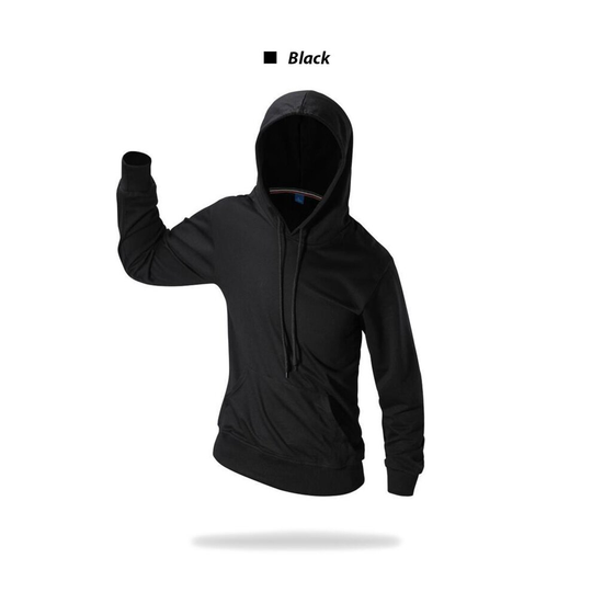 (5. Black, L) Classic Plain Pouch Pocket Overhead Hoodie Sweatshirt