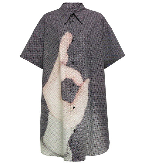 Digital print cotton shirt dress