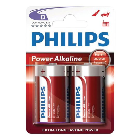 Philips Power Alkaline Batteries - Type D