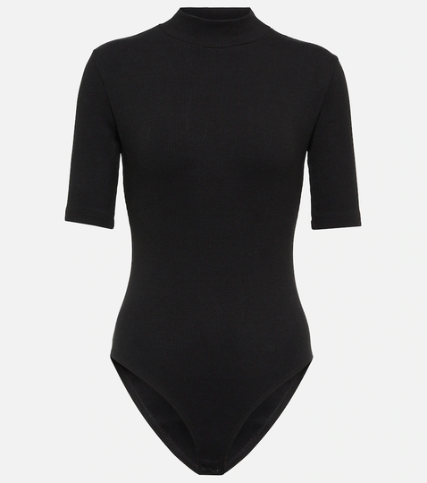 High-neck cotton-blend bodysuit