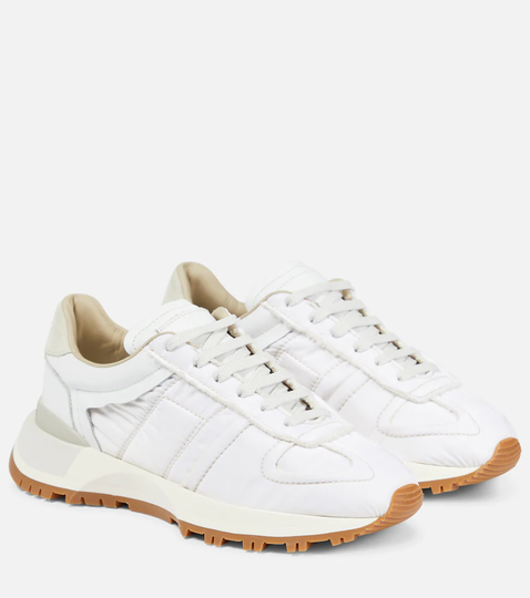 Leather-trimmed sneakers