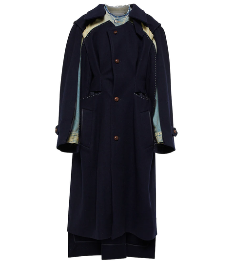 Deconstructed wool and denim coat