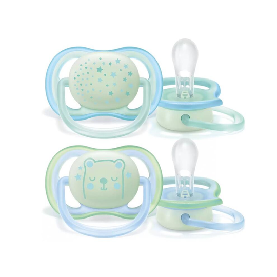 Philips Avent Air Night Soother Trendline Dummy BPA-Free Boy 0-6m 2Pk