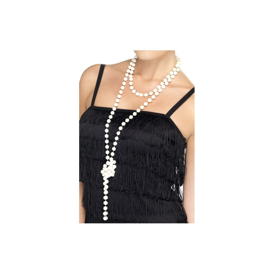 Smiffy's Pearl Necklace, 180cm - Long - Necklace Fancy Dress Costume Accessory - pearl necklace fancy dress costume accessory flapper long 20s