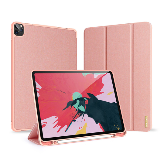 Case for iPad Pro 12.9 2021 Ultra Thin Smart Leather Cover Case with Pencil Holder & Auto Wake Up/Sleep - Pink