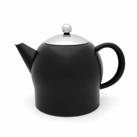 Bredemeijer Teapot Double Wall Minuet Santhee Design 1.4L in Matt Black with Sil