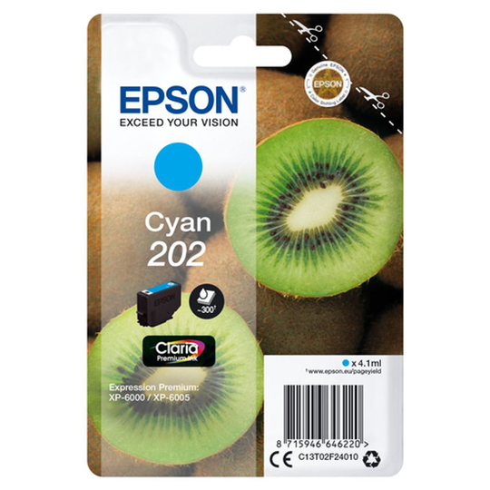 Epson Ink Low Volume Single Pack Cyan 202 Claria Premium I