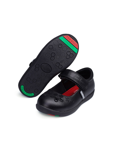 ToeZone Black Floral School Shoe - 11 Infant