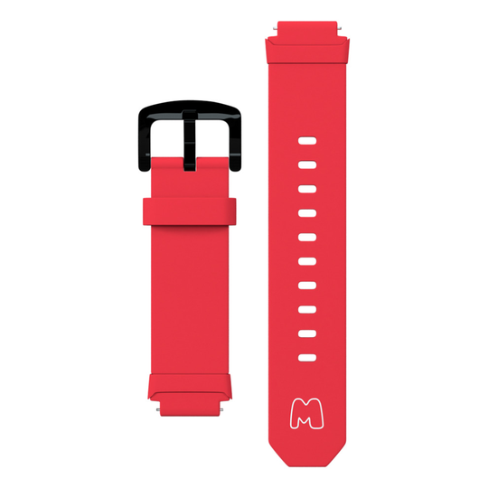 (Red) Moochies Connect - Silicone Strap for Moochies Smart Watch - Clasp Buckle (L 22cm)
