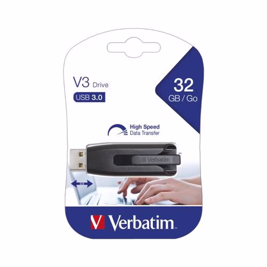 Verbatim Store n Go V3 USB 3.0 Drive Black/Grey 32GB Ref 49173-1