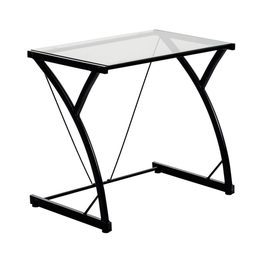 Glass Laptop Desk Computer Home Office University Student Study Z Table - Black