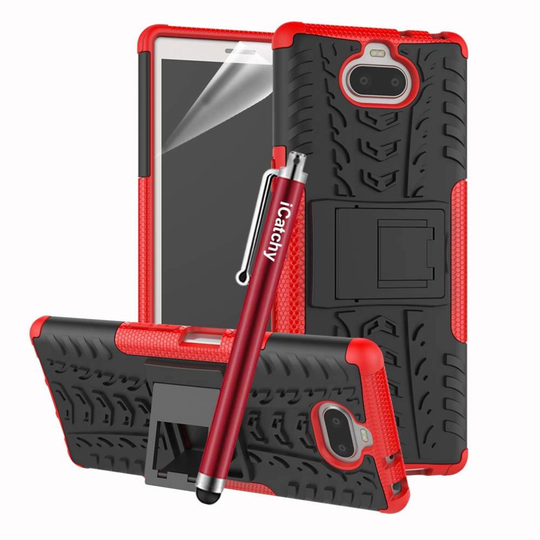 (Red) For Sony Xperia 10 Tough Shockproof Phone Case