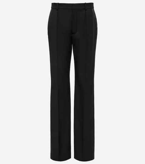 High-rise straight wool pants