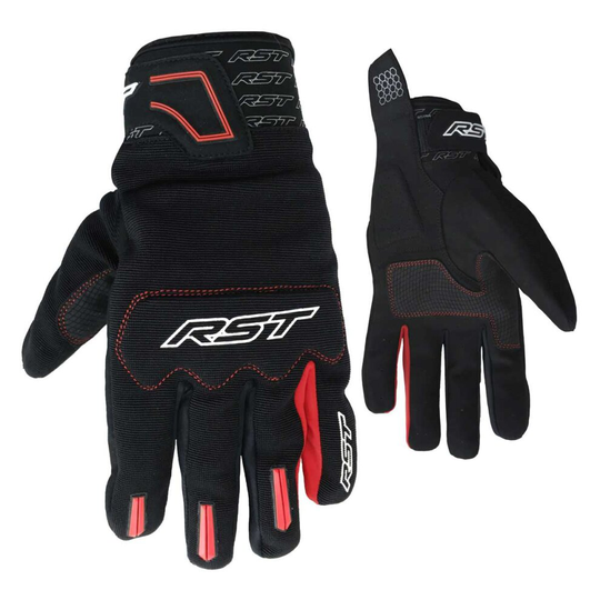 (10 (L)) RST Rider CE Textile Gloves Red / Black