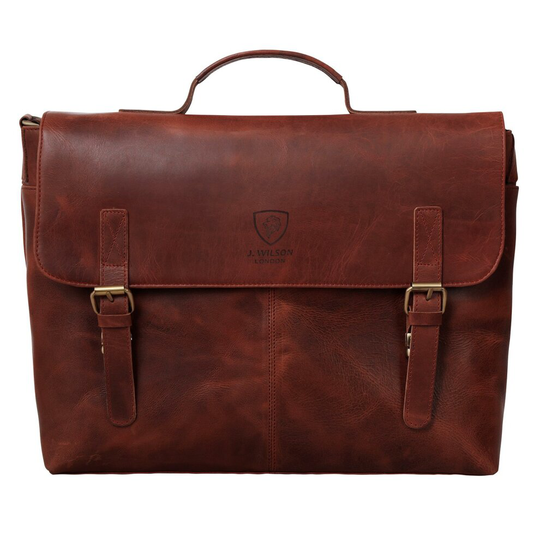 (Crunched Dark Tan) Leather Laptop Bag Shoulder CrossBody Work Messenger