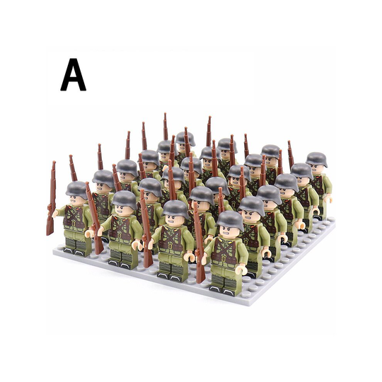 (A) Army Phalanx Building Block Minifigures 24PCS With Bottom Plate With Weapon And Display Box Compatible With Lego