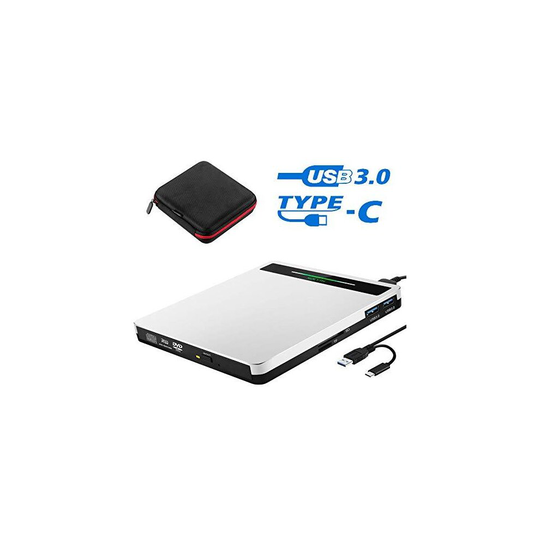 External CD DVD Drive, Slim CD DVD +/-RW Drive Player Burner Writer Reader Rewriter,Optical DVD Drive for Desktop/Laptop/MacBook/Windows/PC with SD