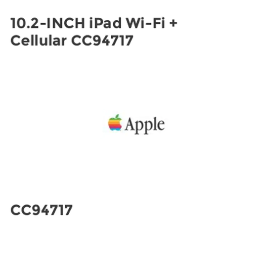 Apple 10.2-INCH iPad Wi-Fi + Cellular CC94717