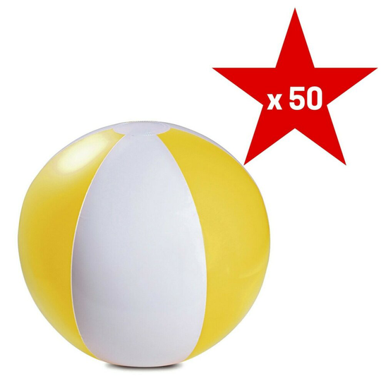 (Yellow & White) Bulk Pack of 50 Colour Inflatable Blow Up Beach Balls