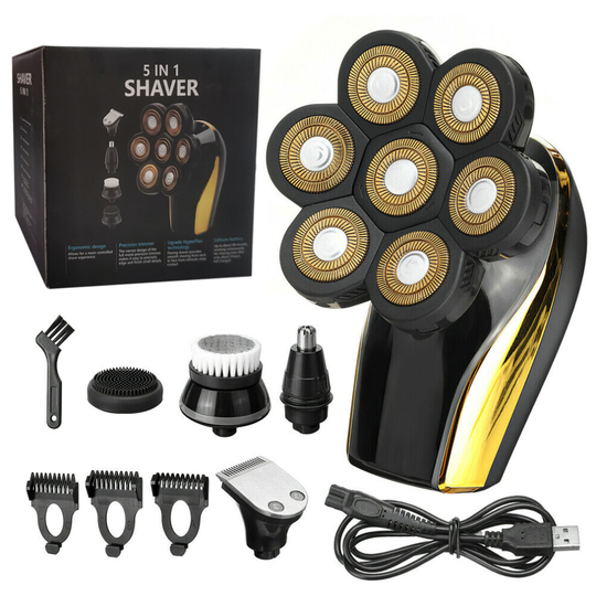 5 IN 1 4D Electric Shaver Rotary Rechargeable Bald Head Beard Trimmer