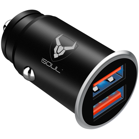 ISOUL Car Charger, USB Car Cigarette Lighter, 12V/24V USB Car Chargers (5V/5A/30W) (Qualcomm Certified)Adapter 2-Port, Fast Charging for iPhone XR/XS