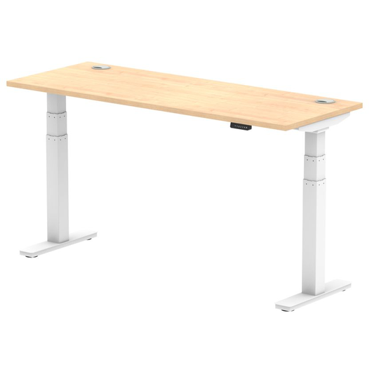 Dynamic Air 1600/600 Maple Height Adjustable Desk with Cable Ports with White Le