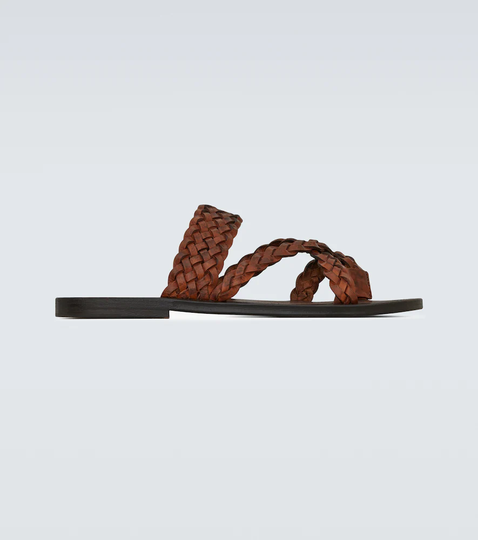 Neil braided leather slides