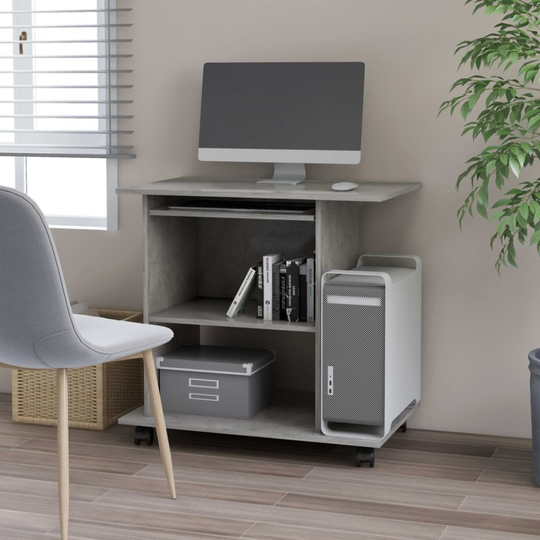 Computer Desk Concrete Grey 80x50x75 cm Chipboard