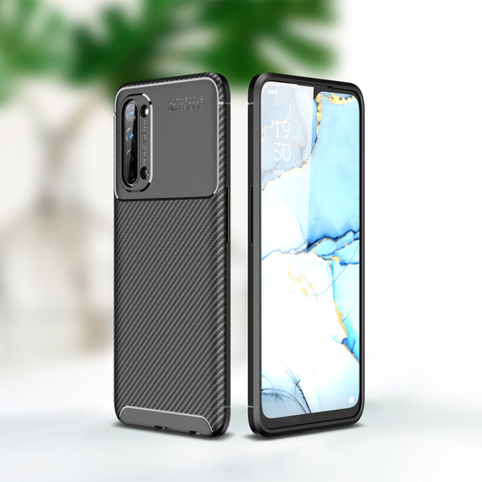 (Black) Fonetek® For Oppo Find X2 Lite, Tough Shockproof Slim Carbon Fibre Protective Case Cover
