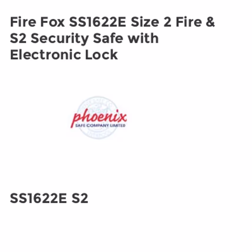 Phoenix Safe Fire Fox SS1622E Size 2 Fire & S2 Security Safe with Electronic Loc