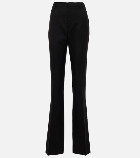 Wool high-rise straight pants