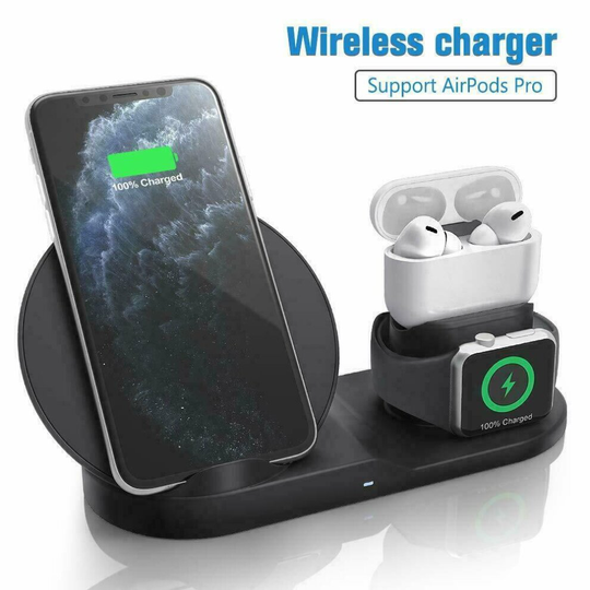 (Black, For Apple iPhone 11) 3 in 1 Wireless Charger Fast Charging Dock Station