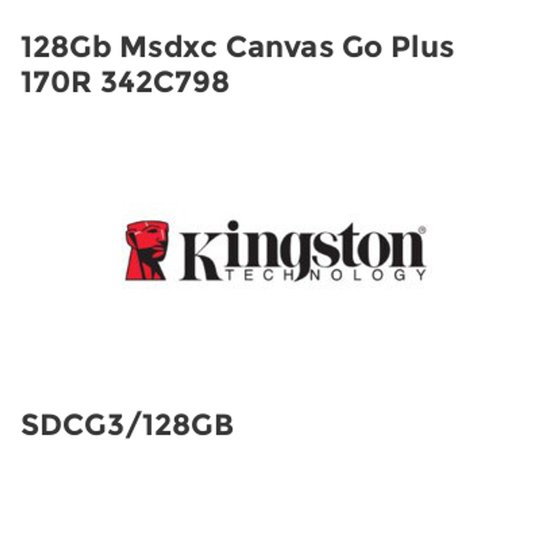 Kingston 128Gb Msdxc Canvas Go Plus 170R 342C798- you get 8