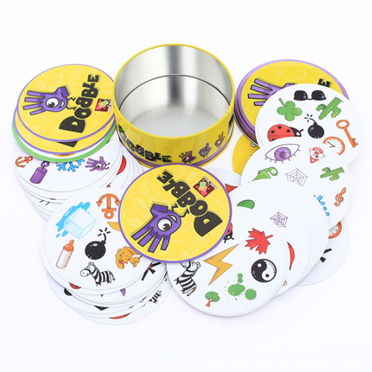 (Dobble Purple) Spot it Card Game For Family Kids Educational Party Game Fun 5 Games In 1