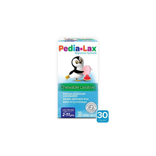 Pedia-Lax Laxative Chewable Tablets for Kids, Ages 2-11, Watermelon Flavor, 30 CT