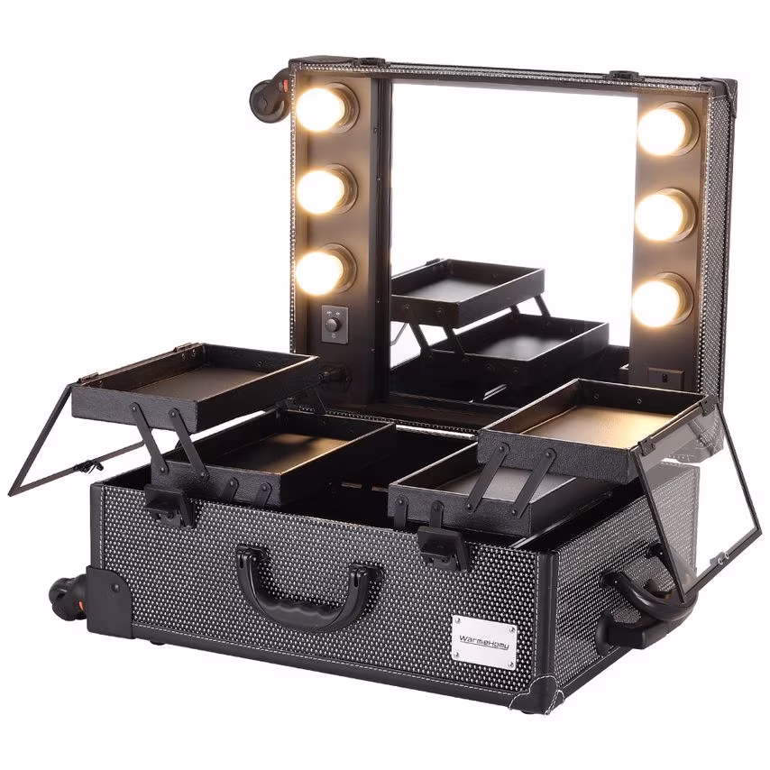 Living and Home Makeup Trolley Rolling Case With Wheels Makeup LED Lighting Box