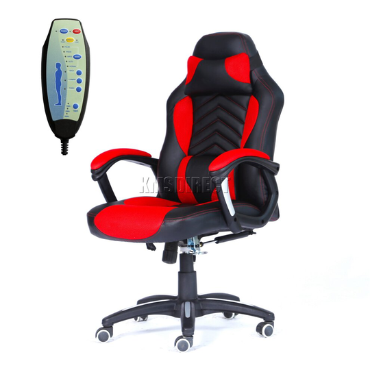 (Red Black) WestWood Heated Massage Office Chair - Gaming & Computer Recliner Swivel MC09