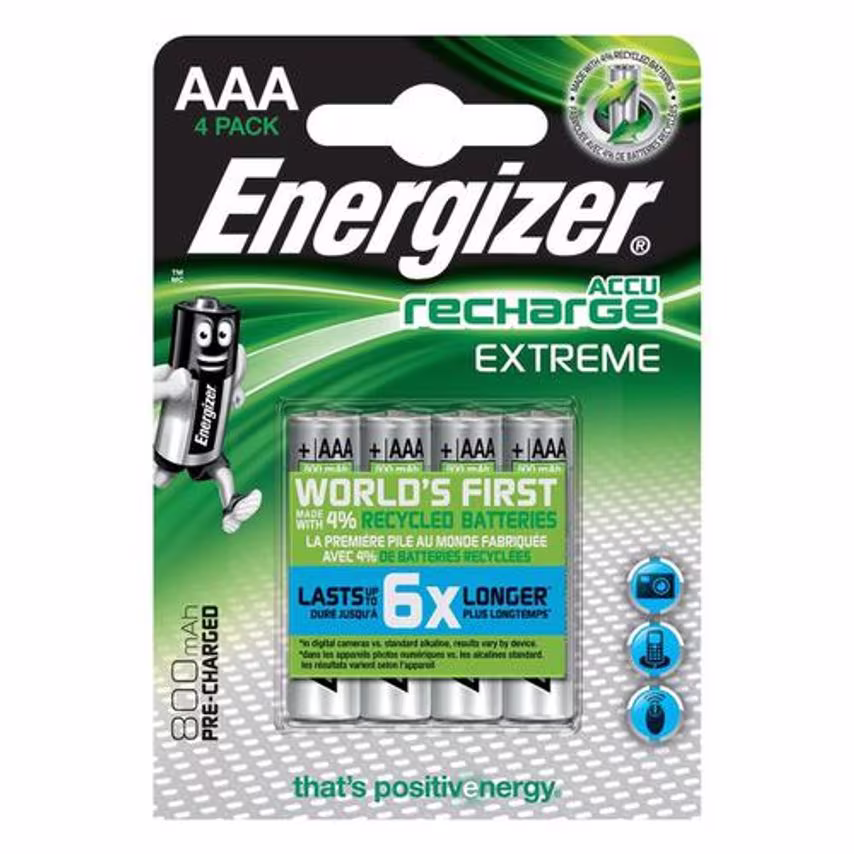 Energizer Battery Rechargeable Advanced NiMH Capacity 700mAh LR03 1.2V AAA Ref E