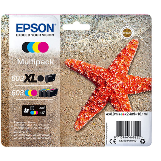 Epson Ink Low Volume Multi 4-Colour 603 XL Black Std CMY