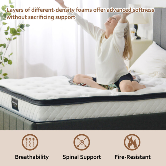 (Double) 7 Zone Pocket Spring and Wave Memory Foam Hybrid mattress | Pressure Relief, Motion Isolation|25 cm Height