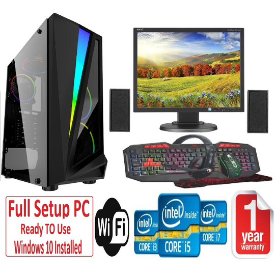 Fast GAMING PC Bundle - i5 16GB RAM 1TB+128GB SSD GTX1050TI 4GB - Speakers - BLACK MARS
