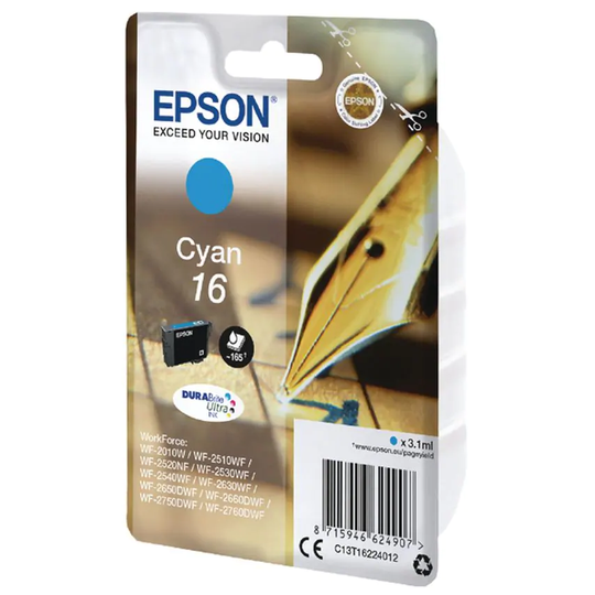 Epson Epson 16 Pen and Crossword Cyan Standard Capacity Ink Cartridge 3ml - C13T