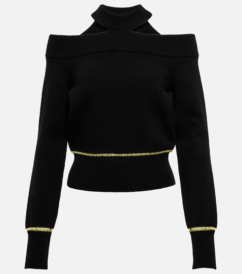 Cold shoulder wool sweater