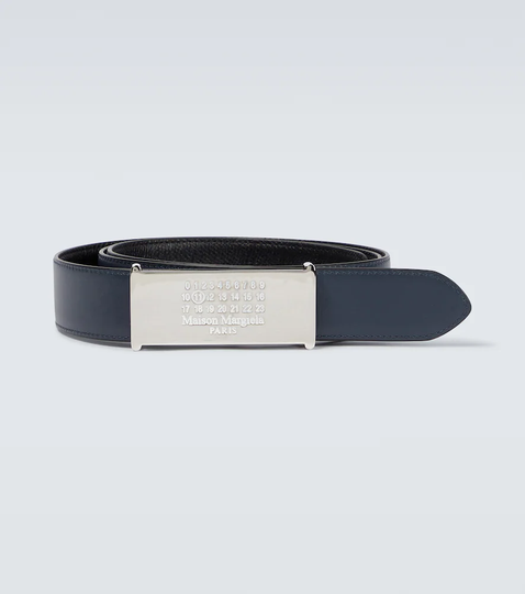 Reversible logo leather belt
