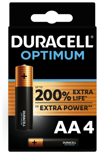 Duracell Optimum Alkaline AA Batteries - Pack of 4