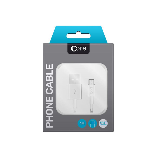 Core USB Type-C Cable in Case 1M White Fast Charge