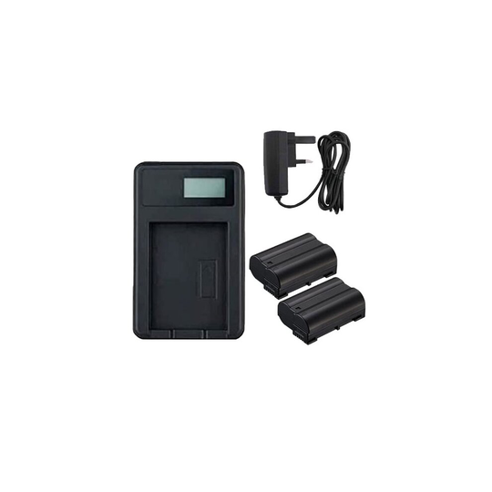 Mains Battery Charger and 2 Batteries For Nikon D850 DSLR Camera