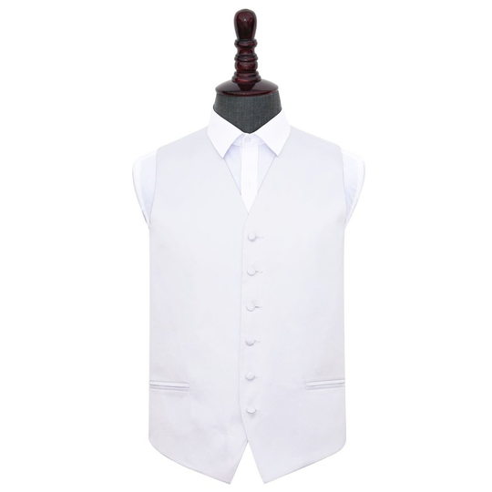 White Plain Satin Wedding Waistcoat 36'