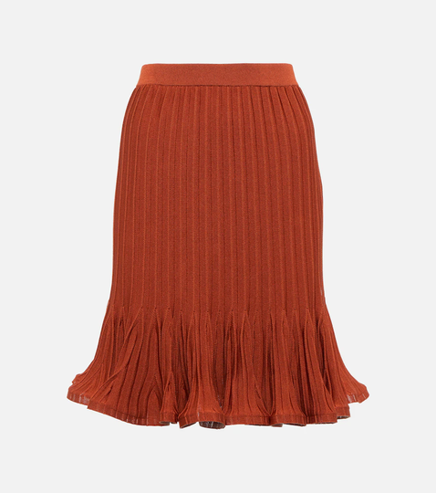 Pleated knit miniskirt